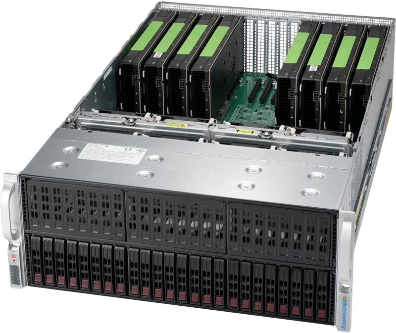 Сервер SuperServer SYS-6049GP-TRT CSE-848 noCPU X11DPG-OT-CPU 24хDDR4 1 IPMI 4х1000W PSU Ethernet 2х10Gb/s 24х2,5" FCLGA3647