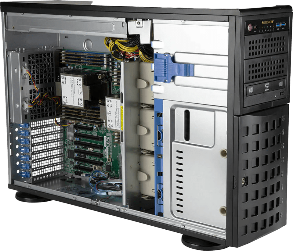 Сервер Supermicro SYS-740P-TRT noCPU X12DPi-NT6 18хDDR4 softRaid IPMI 1х1000W PSU Ethernet 2х10Gb/s 8х3,5" G34