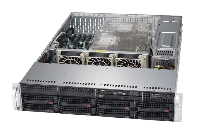 Сервер Supermicro SYS-6029P-TRT CSE-825TQC noCPU X11DPi-NT 16хDDR4 softRaid IPMI 2х1000W PSU Ethernet 2х10Gb/s 8х3,5" BPN SAS3-825TQ FCLGA3647